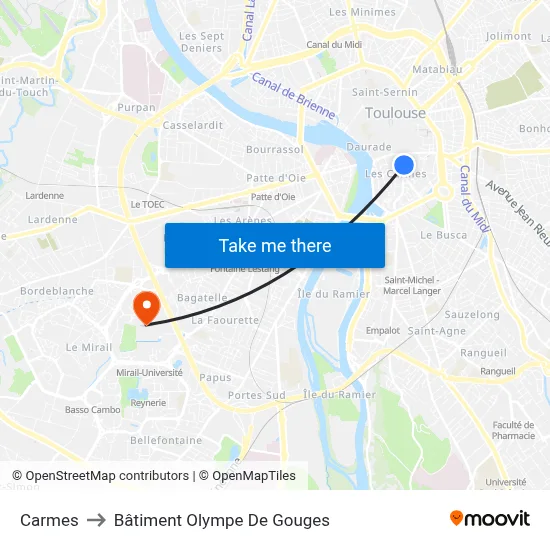 Carmes to Bâtiment Olympe De Gouges map