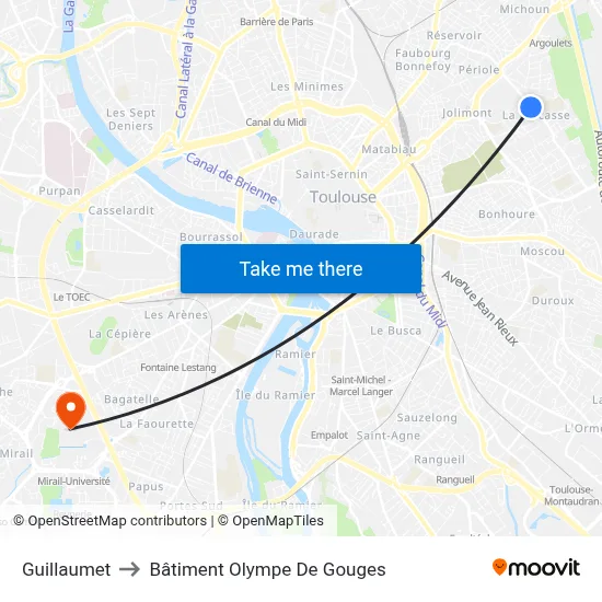Guillaumet to Bâtiment Olympe De Gouges map