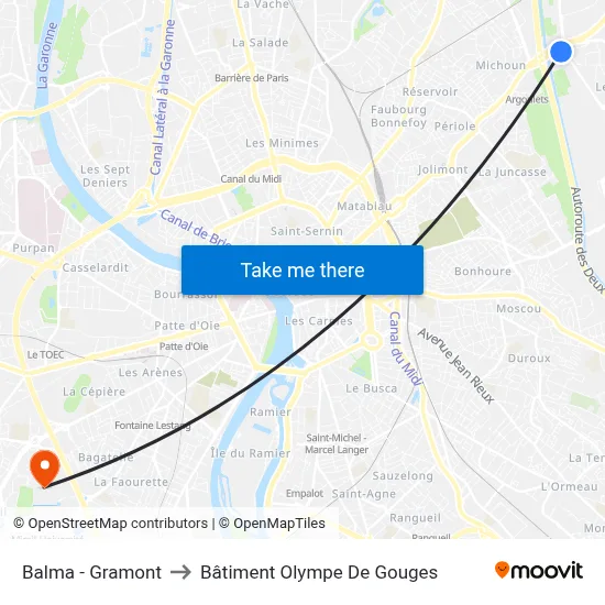 Balma - Gramont to Bâtiment Olympe De Gouges map