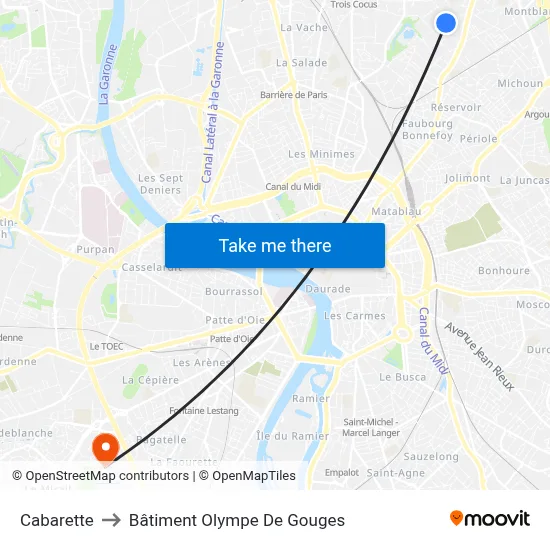 Cabarette to Bâtiment Olympe De Gouges map