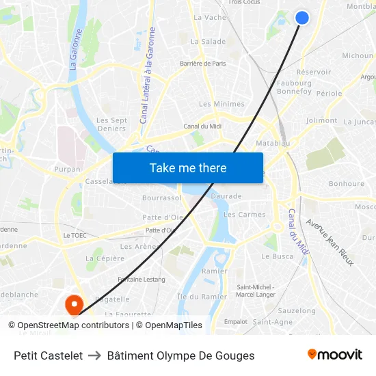 Petit Castelet to Bâtiment Olympe De Gouges map