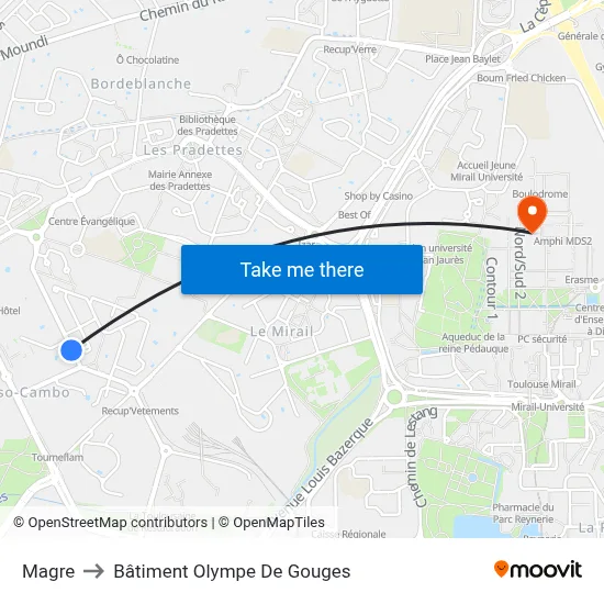 Magre to Bâtiment Olympe De Gouges map