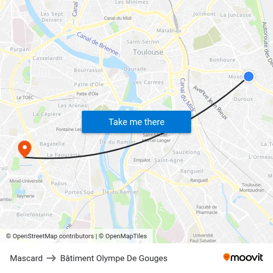 Mascard to Bâtiment Olympe De Gouges map