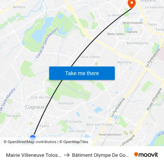 Mairie Villeneuve Tolosane to Bâtiment Olympe De Gouges map