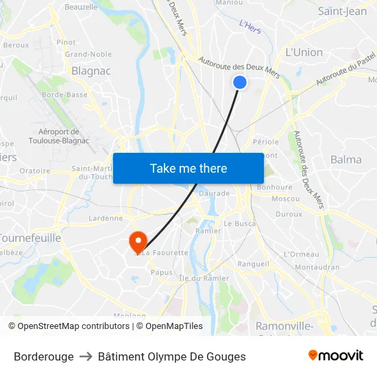 Borderouge to Bâtiment Olympe De Gouges map