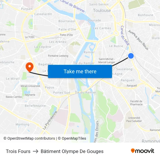 Trois Fours to Bâtiment Olympe De Gouges map