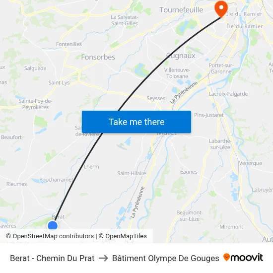 Berat - Chemin Du Prat to Bâtiment Olympe De Gouges map