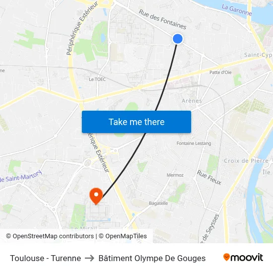 Toulouse - Turenne to Bâtiment Olympe De Gouges map