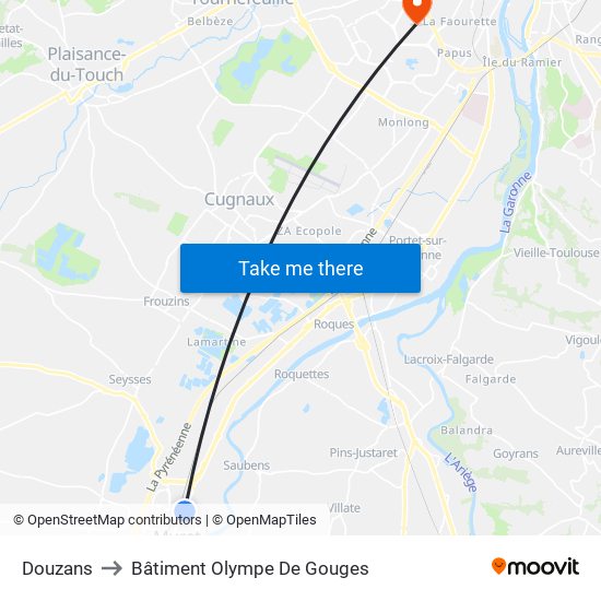 Douzans to Bâtiment Olympe De Gouges map