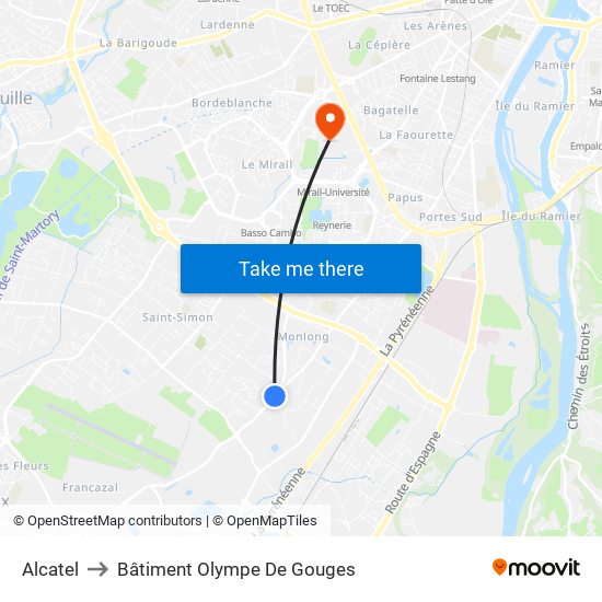 Alcatel to Bâtiment Olympe De Gouges map