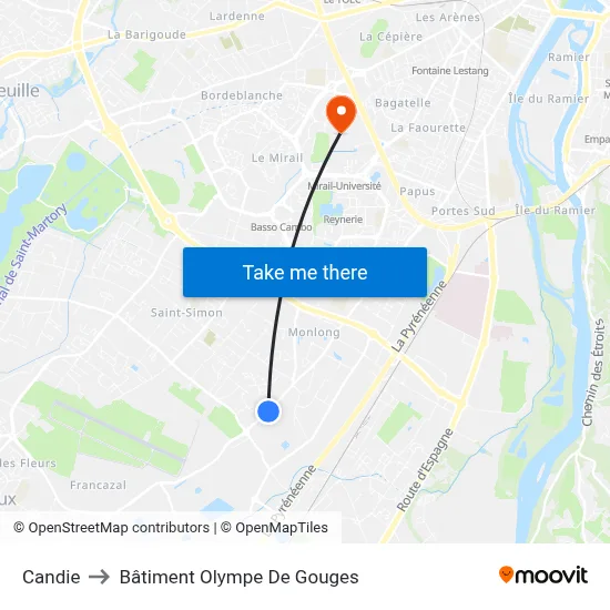 Candie to Bâtiment Olympe De Gouges map
