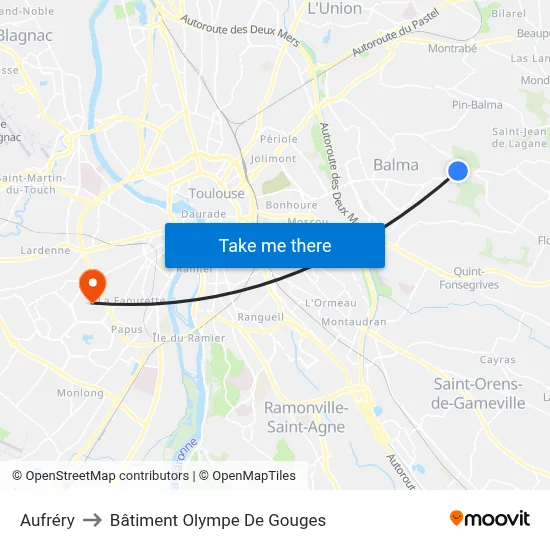 Aufréry to Bâtiment Olympe De Gouges map