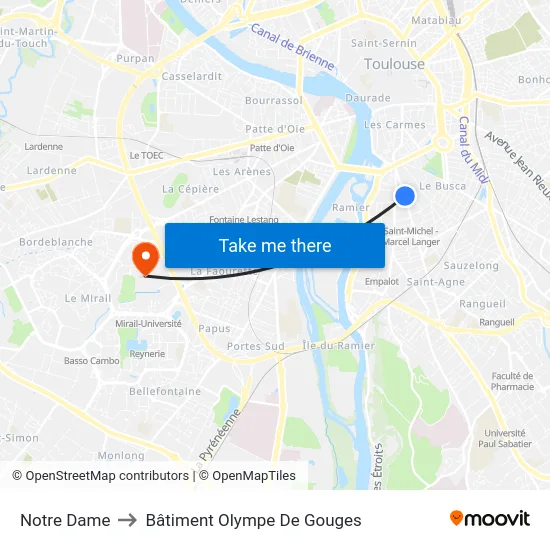 Notre Dame to Bâtiment Olympe De Gouges map