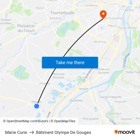 Marie Curie to Bâtiment Olympe De Gouges map