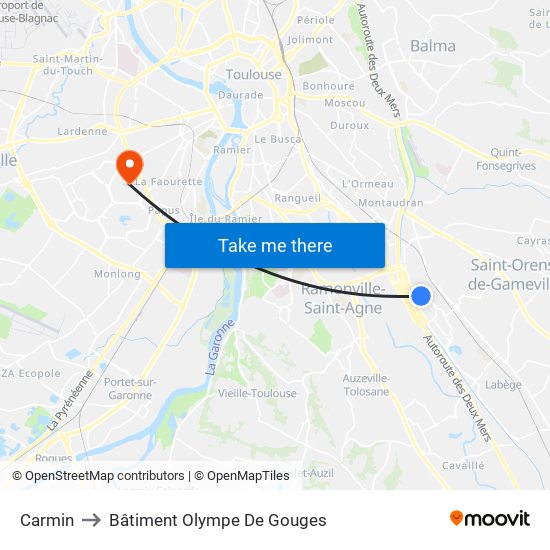 Carmin to Bâtiment Olympe De Gouges map