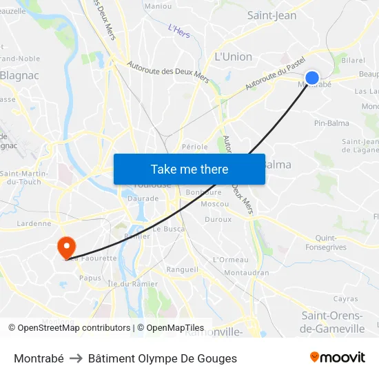 Montrabé to Bâtiment Olympe De Gouges map