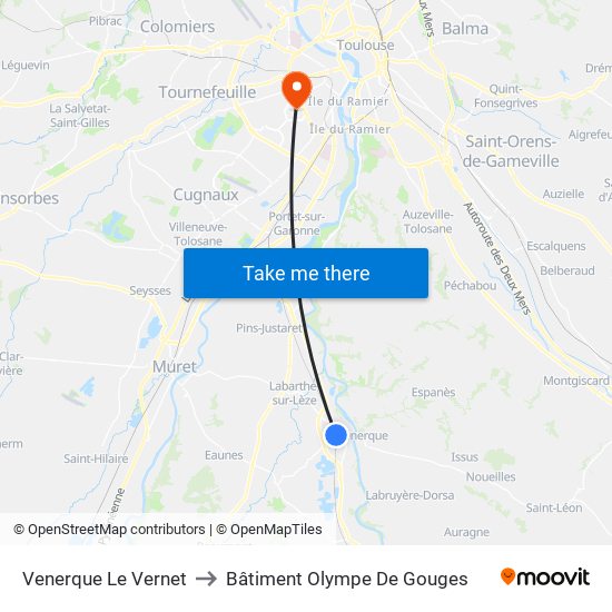 Venerque Le Vernet to Bâtiment Olympe De Gouges map