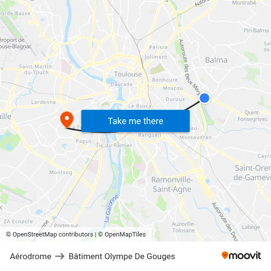 Aérodrome to Bâtiment Olympe De Gouges map