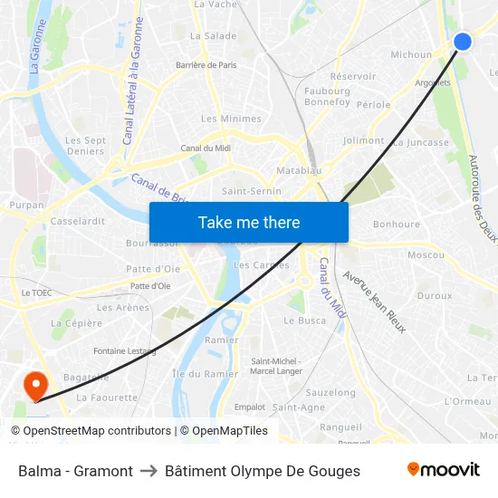 Balma - Gramont to Bâtiment Olympe De Gouges map