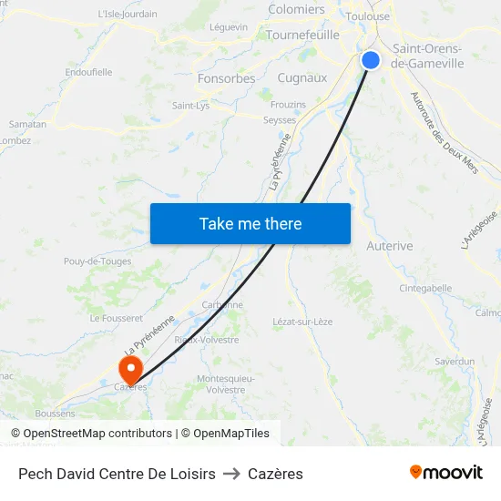 Pech David Centre De Loisirs to Cazères map