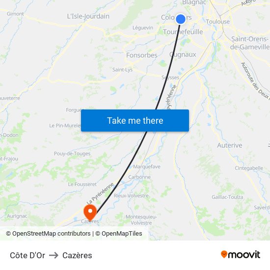 Côte D'Or to Cazères map