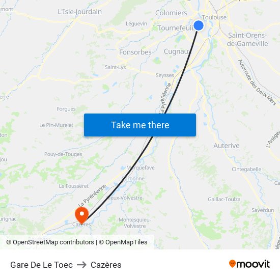 Gare De Le Toec to Cazères map