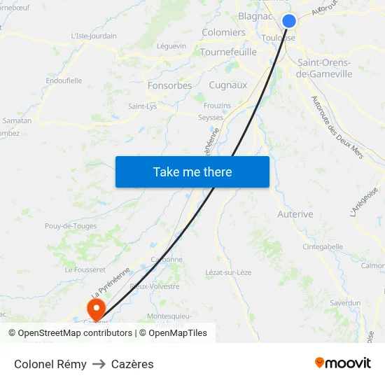 Colonel Rémy to Cazères map