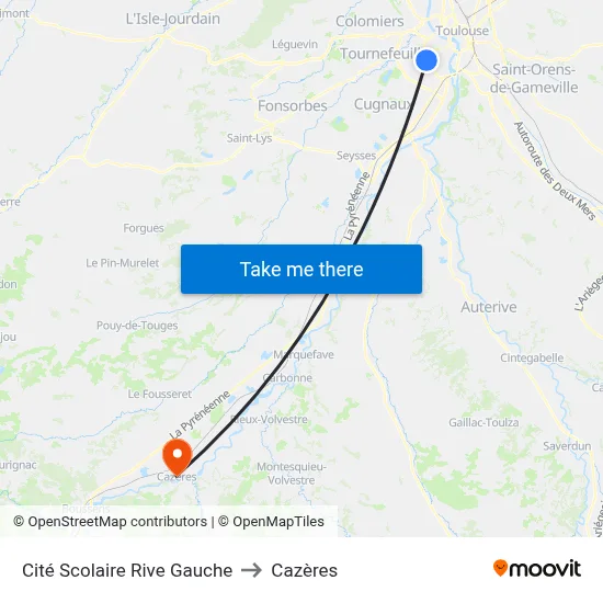 Cité Scolaire Rive Gauche to Cazères map