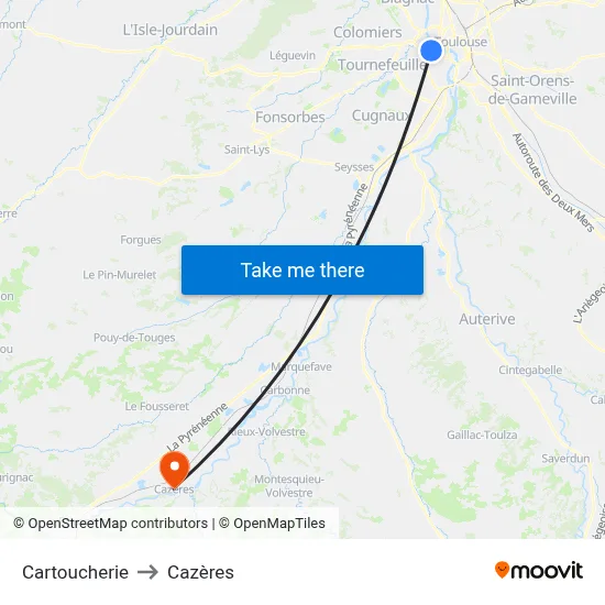 Cartoucherie to Cazères map