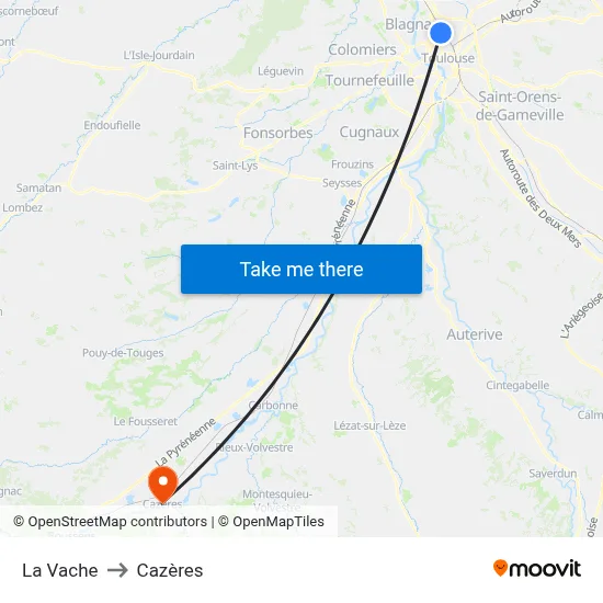 La Vache to Cazères map
