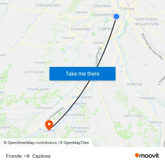 Fronde to Cazères map