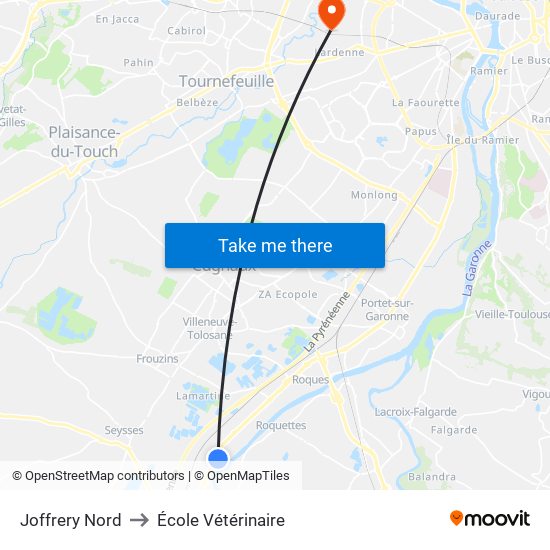 Joffrery Nord to École Vétérinaire map