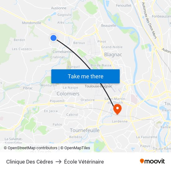 Clinique Des Cèdres to École Vétérinaire map
