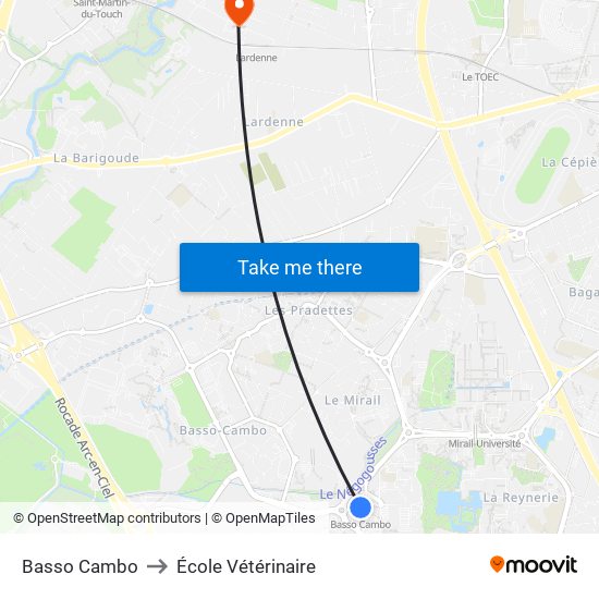 Basso Cambo to École Vétérinaire map