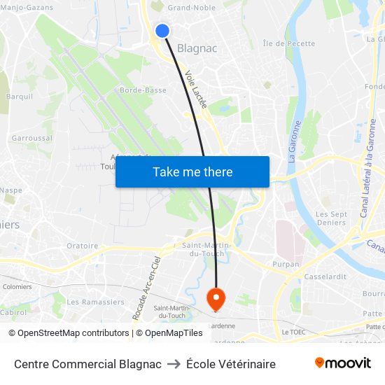 Centre Commercial Blagnac to École Vétérinaire map