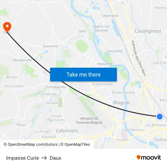 Impasse Curie to Daux map