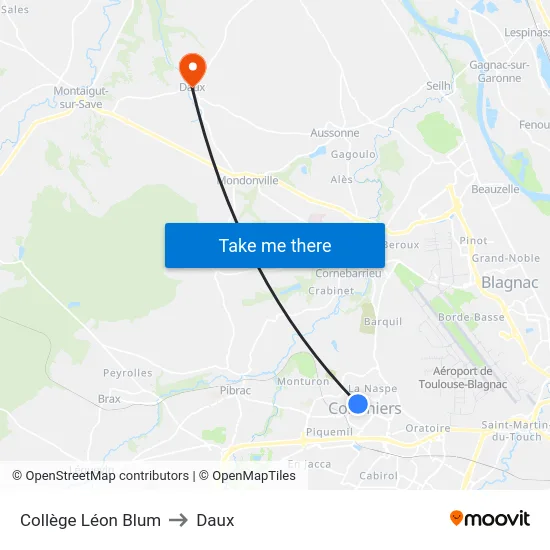 Collège Léon Blum to Daux map