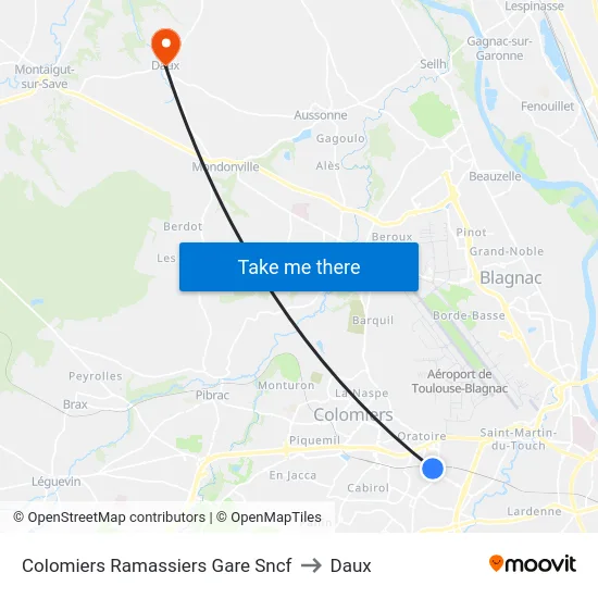 Colomiers Ramassiers Gare Sncf to Daux map