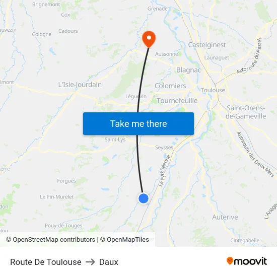 Route De Toulouse to Daux map