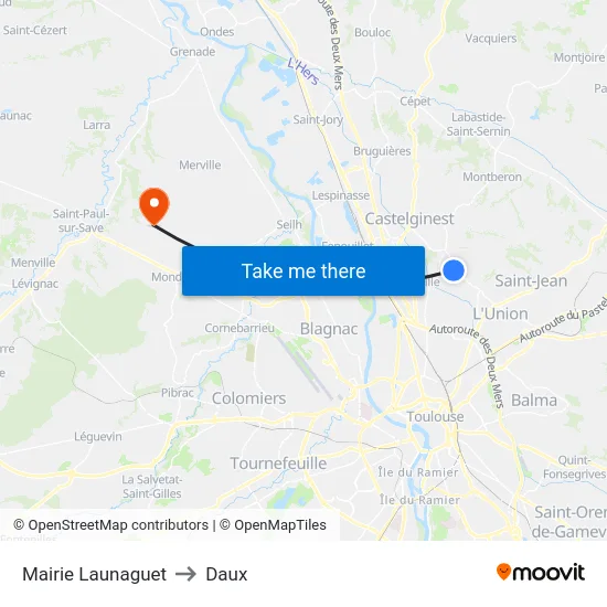 Mairie Launaguet to Daux map