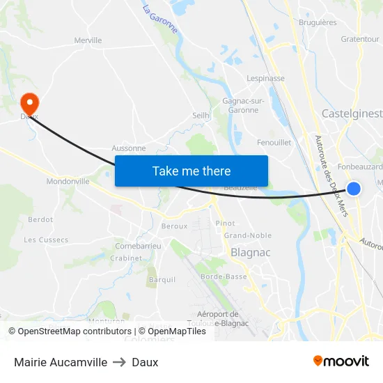 Mairie Aucamville to Daux map