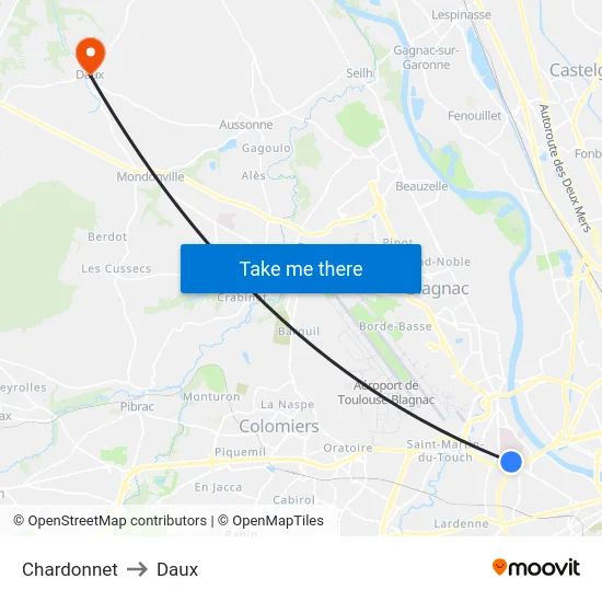 Chardonnet to Daux map