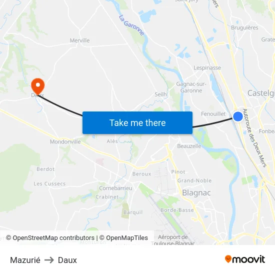 Mazurié to Daux map