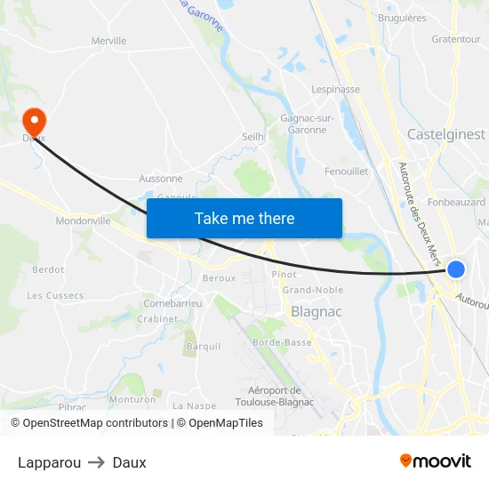 Lapparou to Daux map