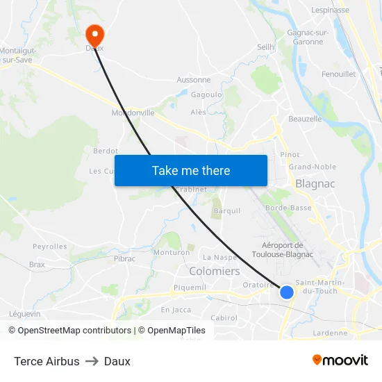 Terce Airbus to Daux map