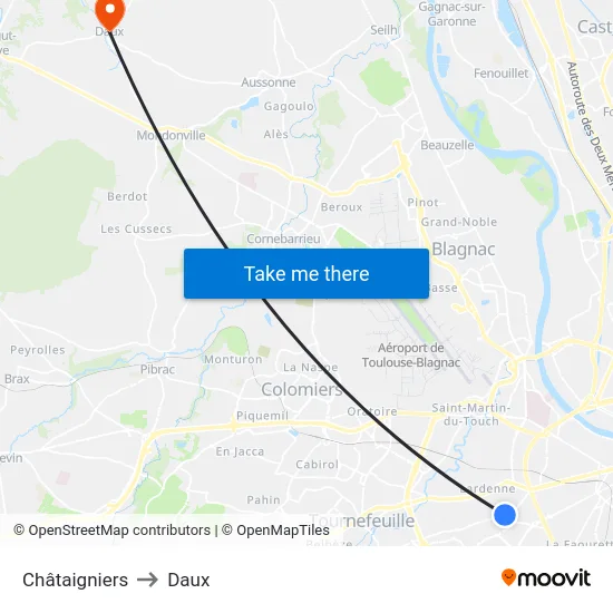 Châtaigniers to Daux map