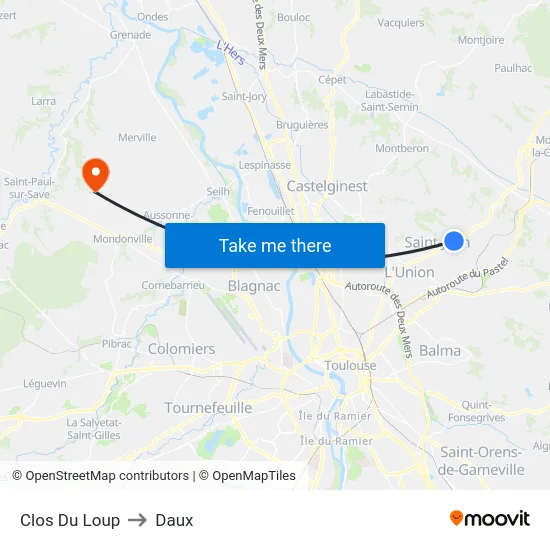 Clos Du Loup to Daux map