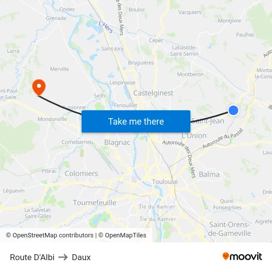 Route D'Albi to Daux map