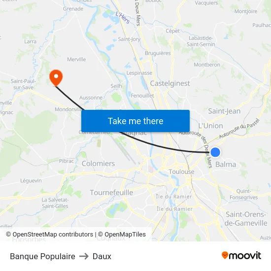 Banque Populaire to Daux map