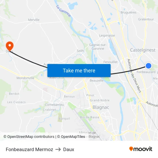 Fonbeauzard Mermoz to Daux map